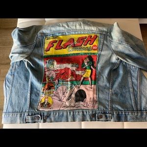 Vintage Levi denim jacket with Flash Comic patch!